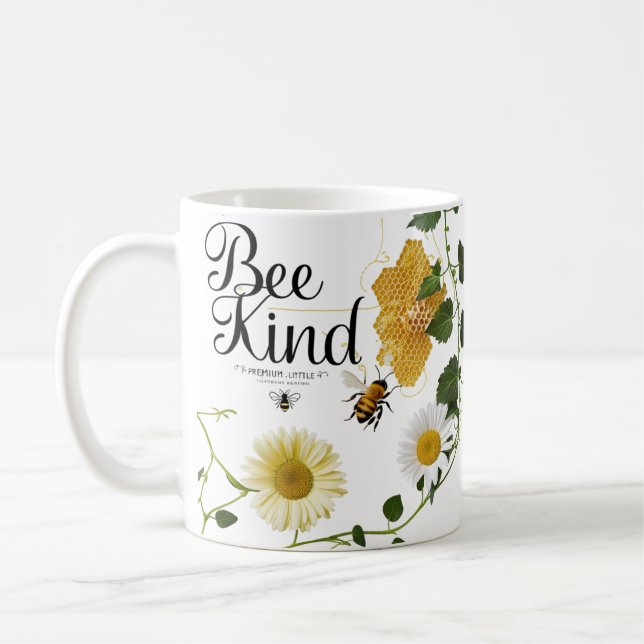 Bee Kind Vintage Botanical Illustration Classic  Kaffeetasse (Links)