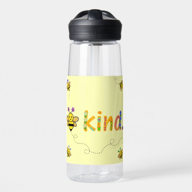 Bee Kind Whimsical Floral Bee Lover Trinkflasche (Vorne)