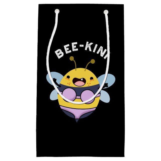 Bee-kini Funny Bee Puns Dark BG Kleine Geschenktüte (Vorderseite)