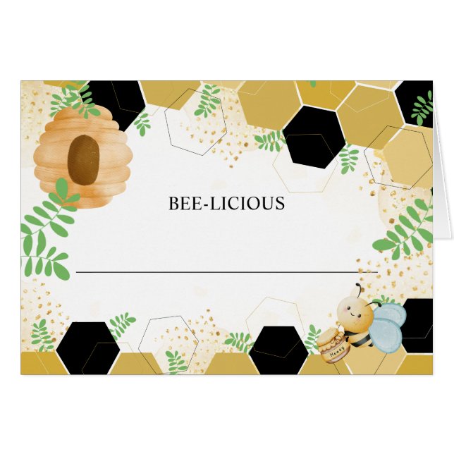 BEE-licious Blank Food Tent Card (Vorderseite (Horizontal))