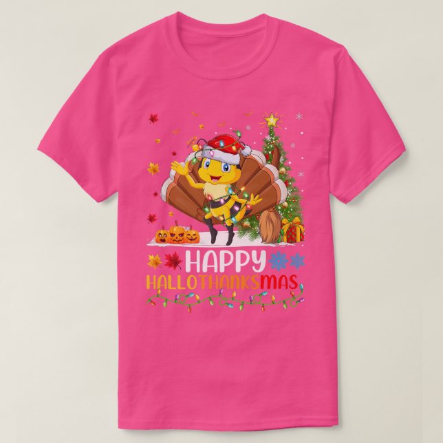 Bee Lover Funny Happy Bee HelloDankeMas T-Shirt (Design vorne)