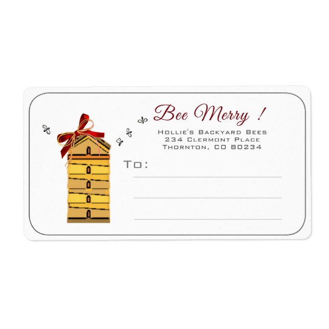 Bee Merry Beekeeper's Holiday Label mit Hive (Vorne)