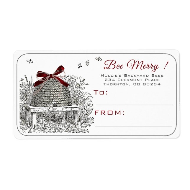 Bee Merry Beekeeper's Holiday Shipping Label (Vorne)