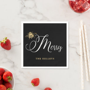 Bee Merry, Black and Gold Urlaub Serviette