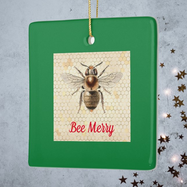 Bee Merry Christmas Bee Keramikornament (Von Creator hochgeladen)