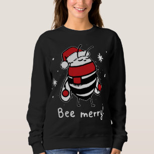 Bee Merry Christmas - Biene trägt Weihnachtsmannmü Sweatshirt