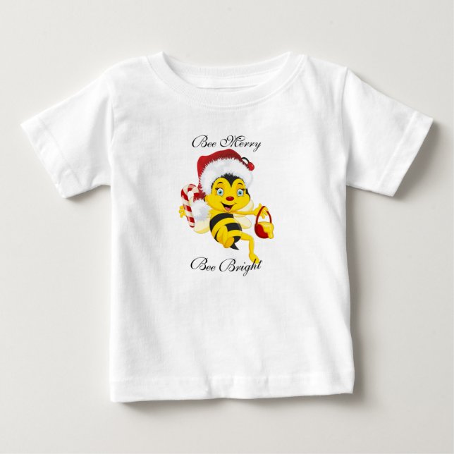 Bee Merry Christmas Cartoon Baby T-shirt (Vorderseite)