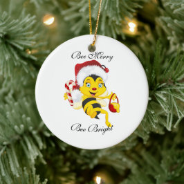 Bee Merry Christmas Cartoon Keramik Ornament