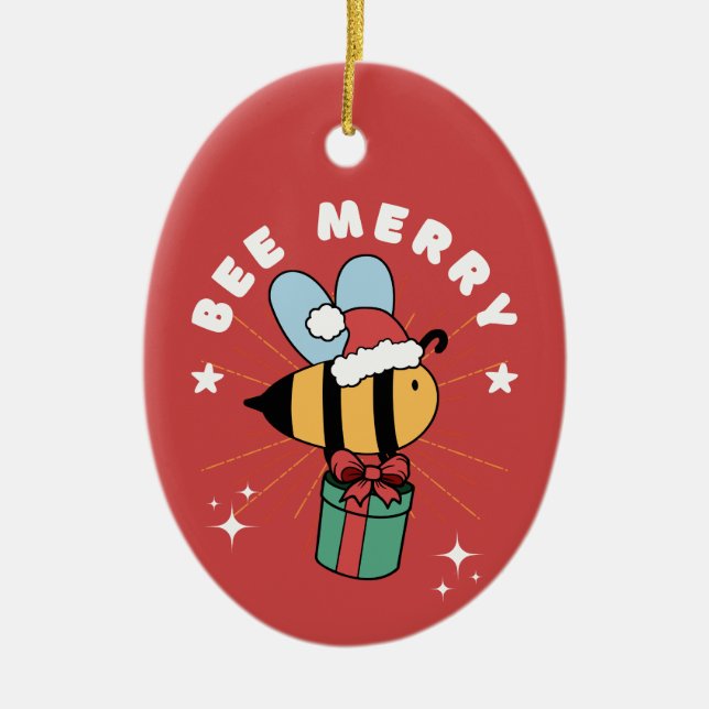 BEE MERRY CHRISTMAS TREMORNAMENT KERAMIK ORNAMENT (Vorne)
