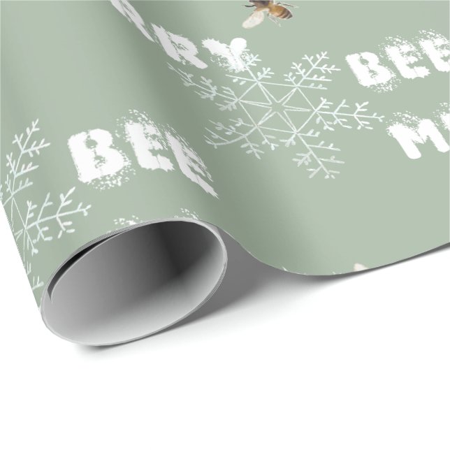 Bee Merry Dreamy Snowflakes Wrapping Paper Geschenkpapier (Rolleneckpunkt)