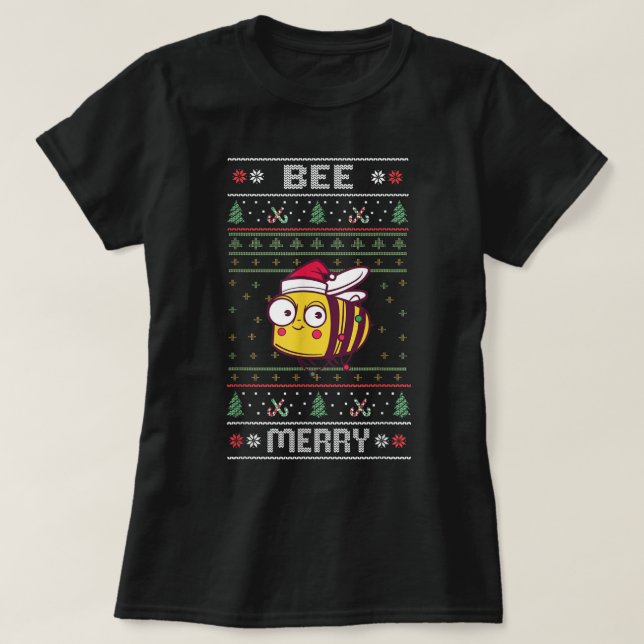 Bee Merry - Funny Bee Ugly Christmas T-Shirt (Design vorne)