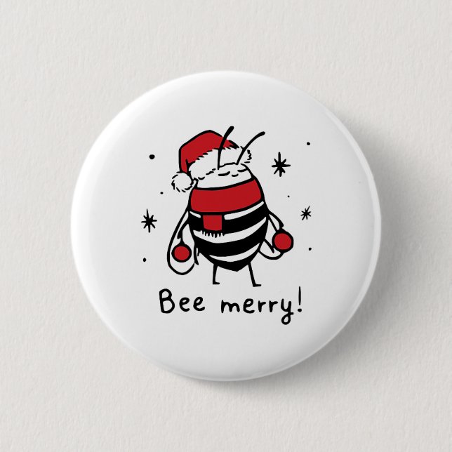 Bee Merry Funny Weihnachtsgeschenk Bee Lover Button (Vorderseite)