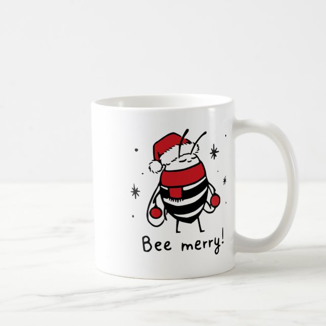 Bee Merry Funny Weihnachtsgeschenk Bee Lover Kaffeetasse (Rechts)