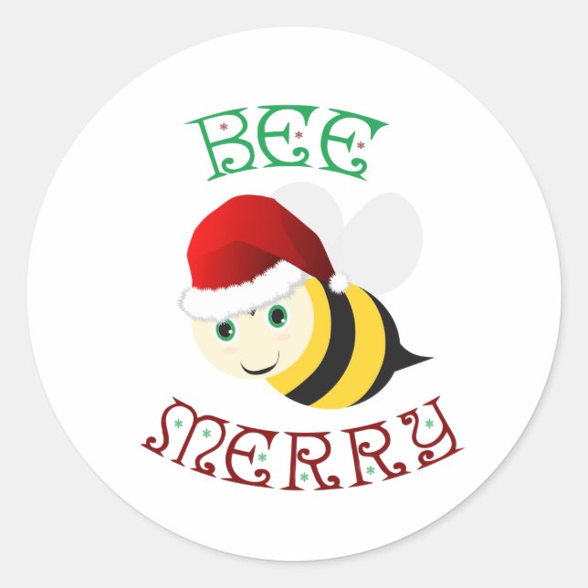 Bee Merry Runder Aufkleber (Vorderseite)