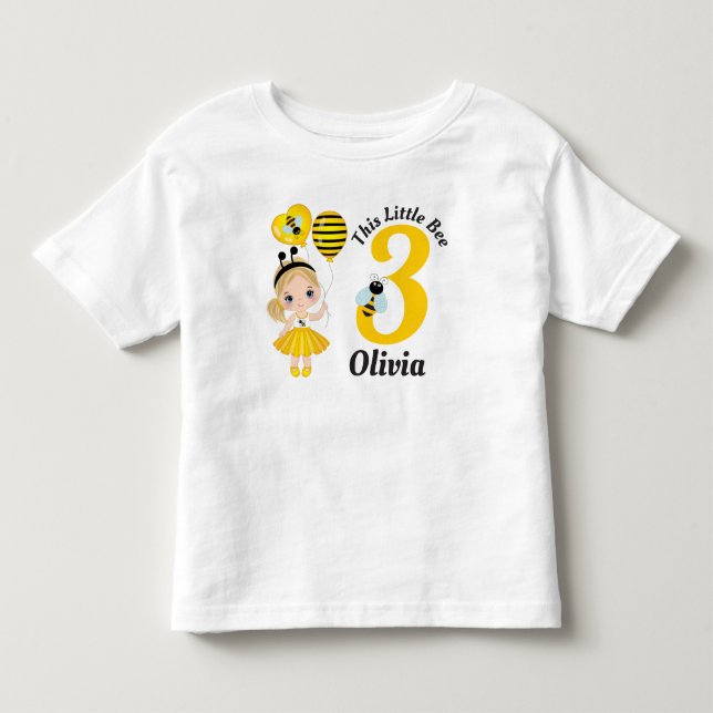 Bee mignonne Petite Fille Anniversaire T-Shirt (Devant)