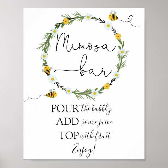Bee Mimosa Bar Sign Poster (Vorne)