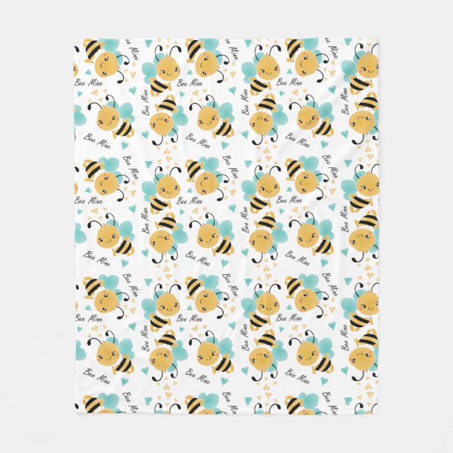 Bee Mine Bumblebee Muster Fleecedecke (Vorderseite)
