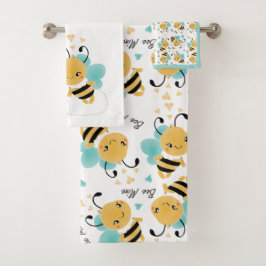 Bee Mine Bumblebee Musterherzen Badhandtuch Set