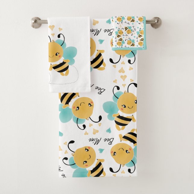 Bee Mine Bumblebee Musterherzen Badhandtuch Set (Insitu)