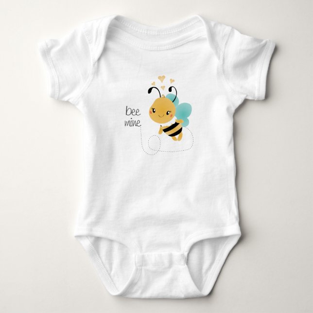 Bee Mine Bumblebee Yellow Black Baby Strampler (Vorderseite)