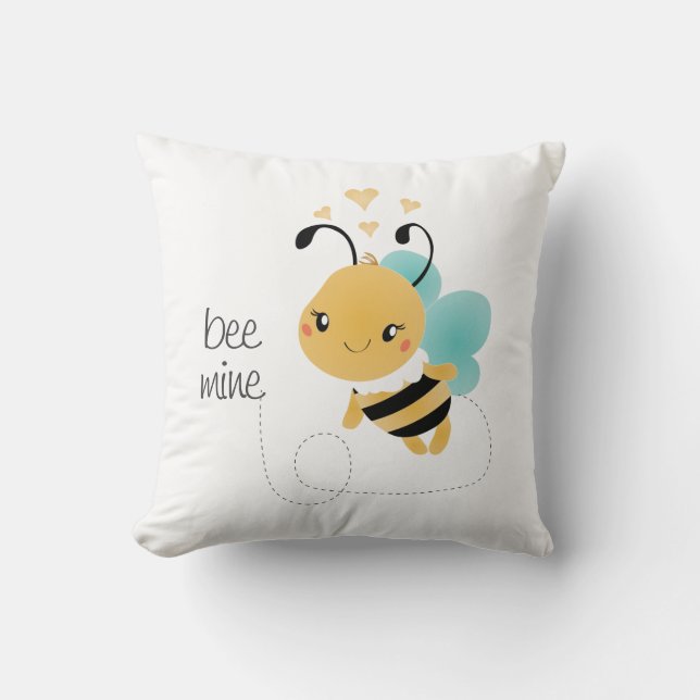 Bee Mine Bumblebee Yellow Black Kissen (Vorderseite)
