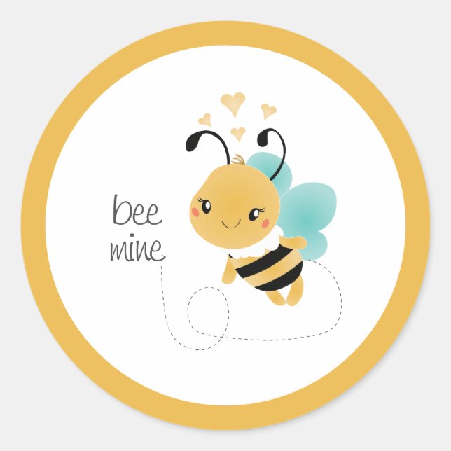 Bee Mine Bumblebee Yellow Black Runder Aufkleber (Vorderseite)