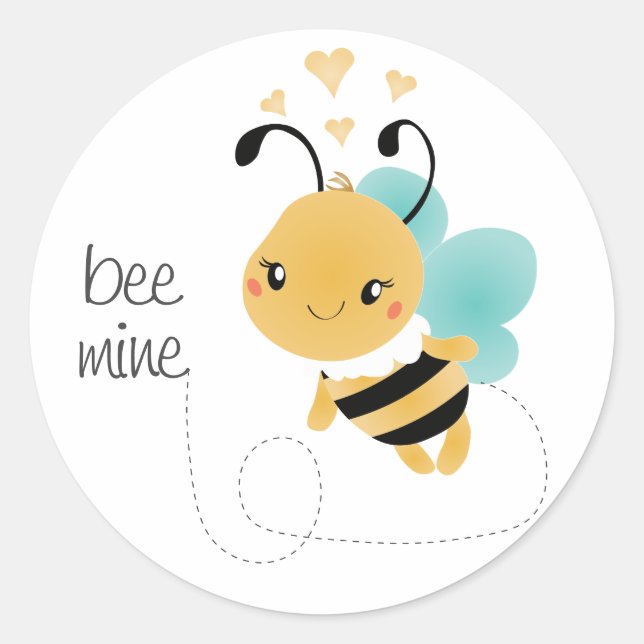 Bee Mine Bumblebee Yellow Black Runder Aufkleber (Vorderseite)