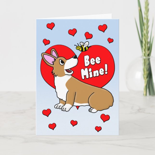 Bee Mine Corgi Carte Saint Valentin (Devant)
