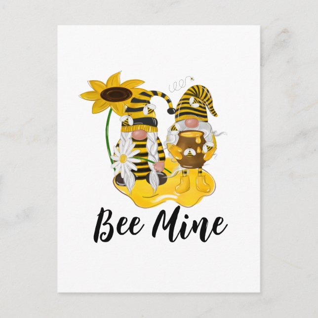 Bee Mine Gnome Personalisiert Sunflower Postcard Postkarte (Vorderseite)