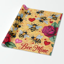 Bee Mine Golden Honey Liebe Geschenkpapier