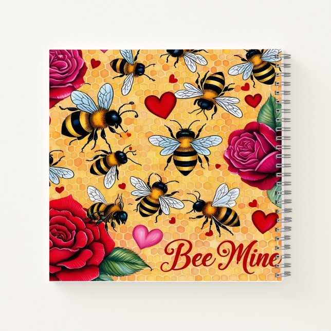 Bee Mine Golden Honey Liebe Notizbuch (Rückseite)