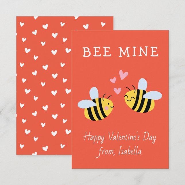 BEE MINE Klassik Valentine Red Note Card Dankeskarte (Vorne/Hinten)