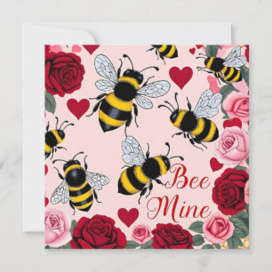 Bee Mine Liebe Buzz Design Flat Holiday Card Feiertagskarte