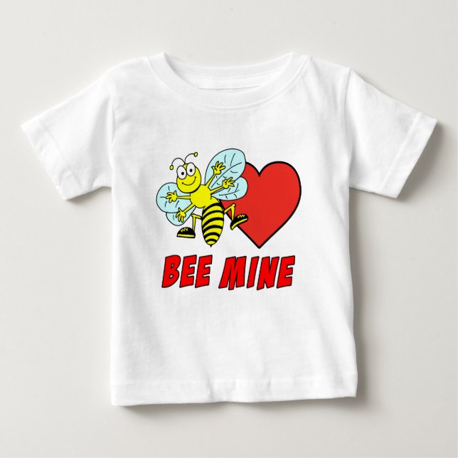 Bee Mine Niedlich Valentine Cartoon Baby T-shirt (Vorderseite)