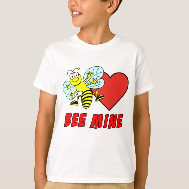 Bee Mine Niedlich Valentine Cartoon T-Shirt (Vorderseite)