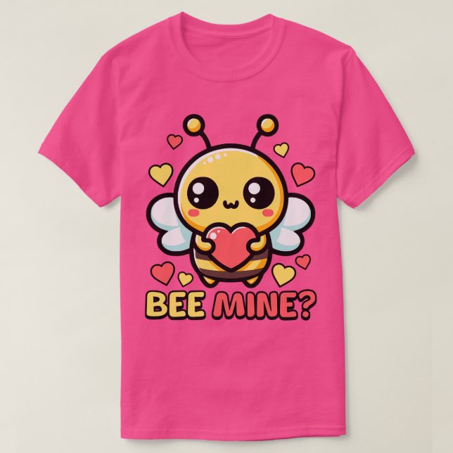 Bee Mine Niedlich Valentinstag Bee Pun T-Shirt (Design vorne)