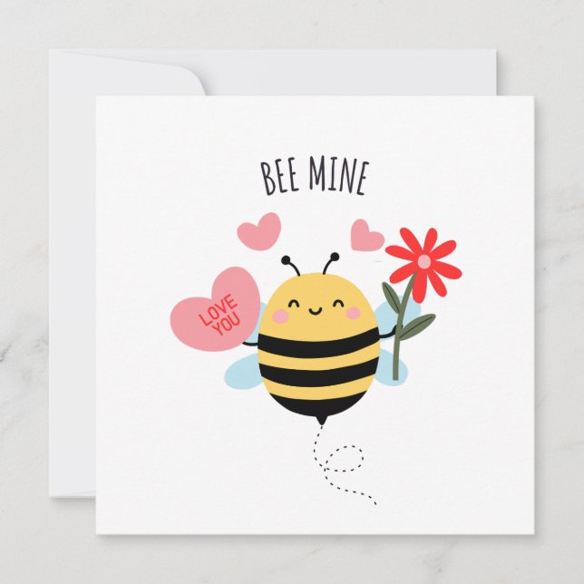 Bee Mine Valentine Flat Card Feiertagskarte (Vorderseite)