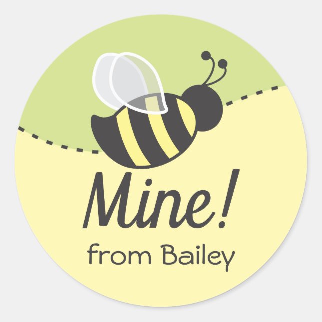 Bee Mine Valentine's Day Gunst Label Round Aufkleb Runder Aufkleber (Vorderseite)