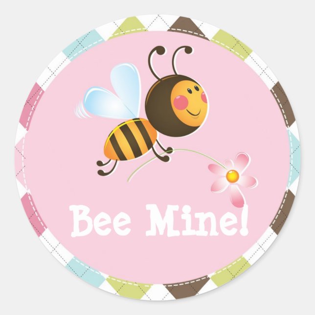Bee Mine | Valentinstag Runder Aufkleber (Vorderseite)