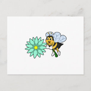 Bee mit Flower.PNG Postkarte