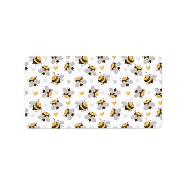 Bee Muster Print Label Adressaufkleber (Vorne)