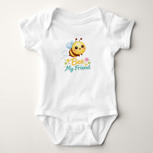 Bee My Friend Baby Bodysuit – Cute Smiling Bee wit Baby Strampler (Vorderseite)