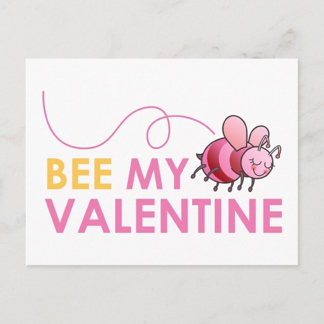 Bee My Valentine Feiertagspostkarte (Vorderseite)