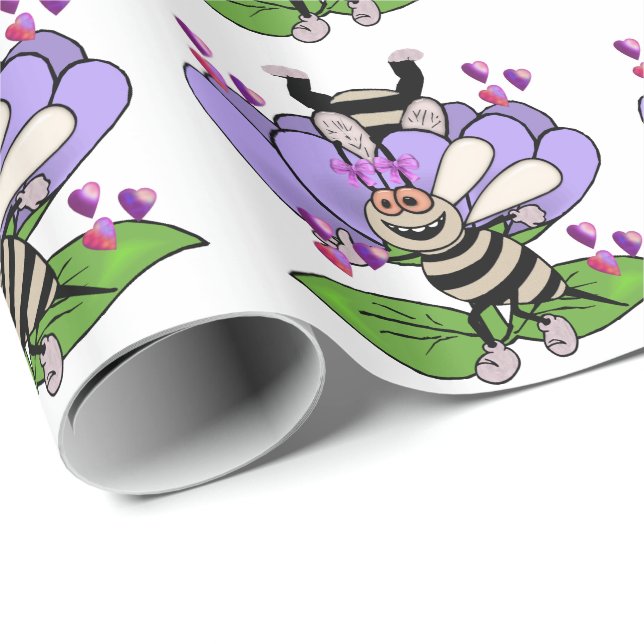 Bee My Valentine Geschenkpapier (Rolleneckpunkt)
