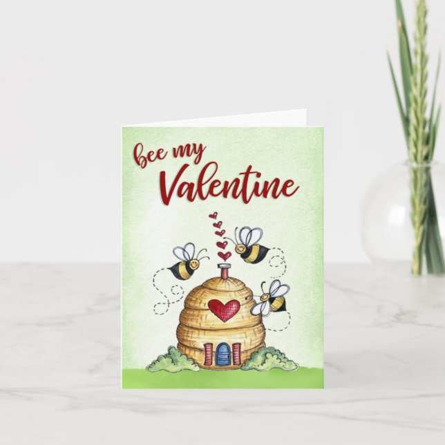 Bee My Valentine Karte (Vorderseite)
