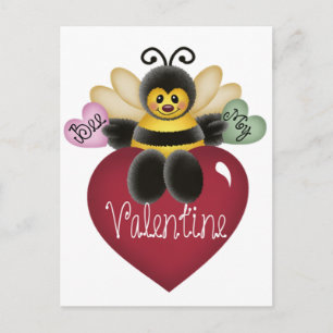 Bee My Valentine's Day Postkarten