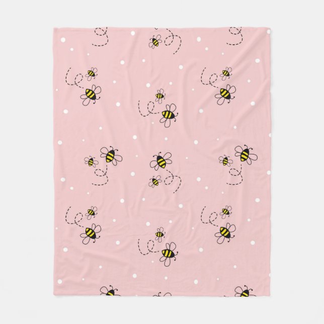 Bee nahtloses Muster auf pastellfarbenem Hintergru Fleecedecke (Vorderseite)
