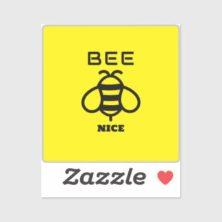 Bee Nice with Yellow Background Design Aufkleber
