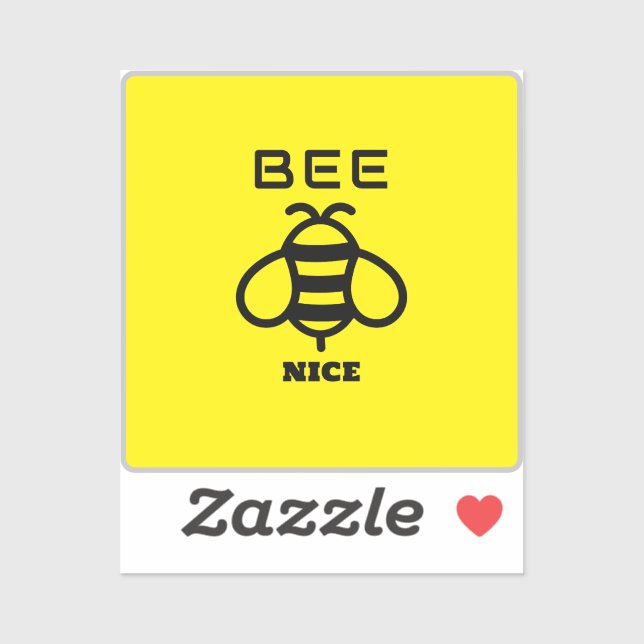 Bee Nice with Yellow Background Design Aufkleber (Blatt)