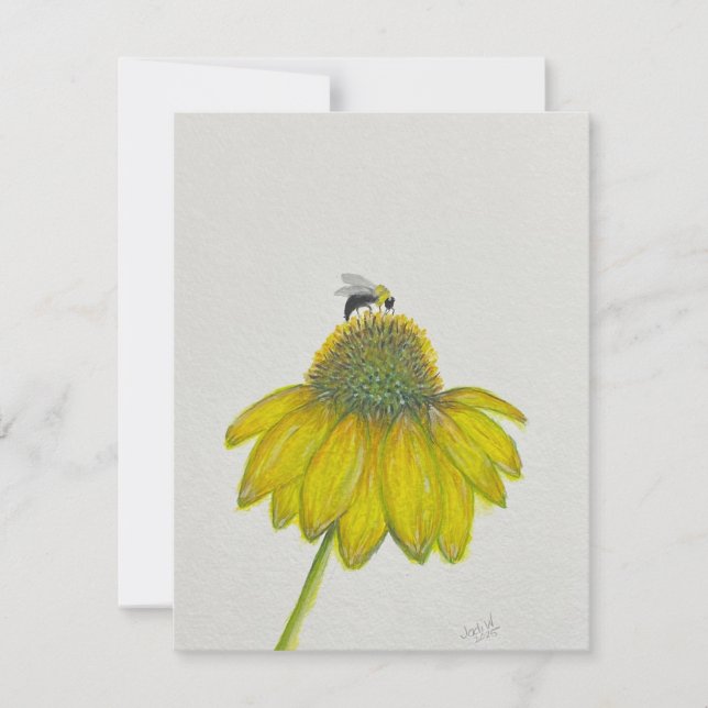 Bee on Coneflower, carte de voeux - illustration o (Devant)